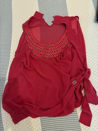 Camisa fiesta roja con pedrería