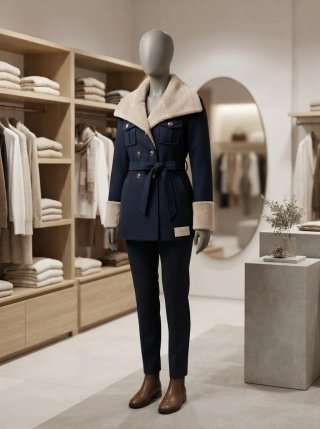 Chaqueta Corta Azul Marino con Detalles