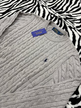 Jersey Polo Ralph Lauren Cable Knit Gris