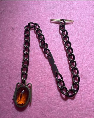 Leontina Reloj Cadena con Piedra Naranja