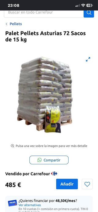 Palet 77 sacos pellets Carrefour A1