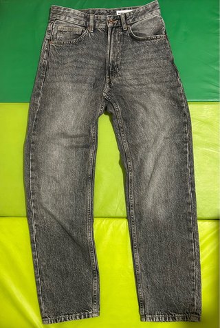Vaqueros Bershka Straight Fit Gris Lavado Vintage