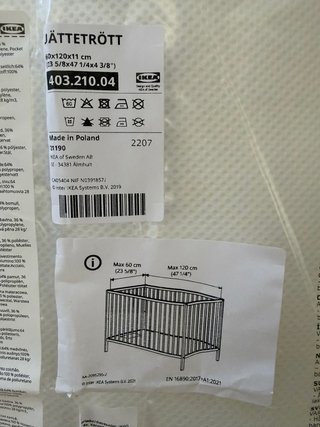 Colchón de Cuna IKEA JÄTTETRÖTT 60x120 cm