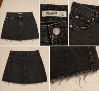 Minifalda Vaquera Negra Pull&Bear