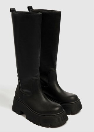 Botas altas Pull&Bear suela track negras 38