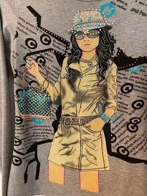 Camiseta Gris con Pedrería Talla S/M