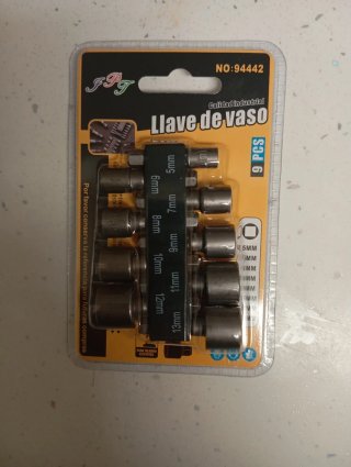Set de 9 Llaves de Vaso para taladro o atornillado