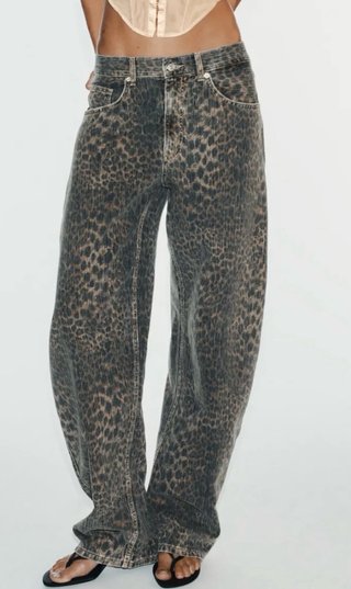 Pantalón Barrel Leopardo Zara Talla 38