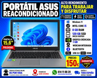 Portátil ASUS Reacondicionado Core i5 8GB RAM SSD