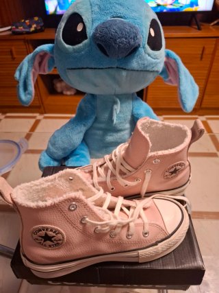 Zapatillas Converse altas rosas con forro