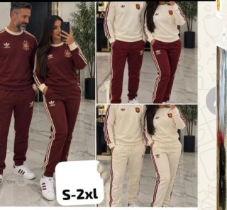 Chándal Adidas Unisex Beige y Rojo Tallas S-2XL