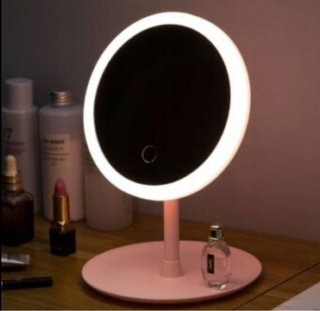 Espejo Maquillaje LED Rosa y Blanco