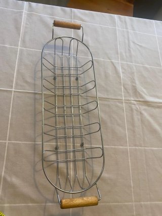 Cesta ovalada acero inoxidable con asas madera