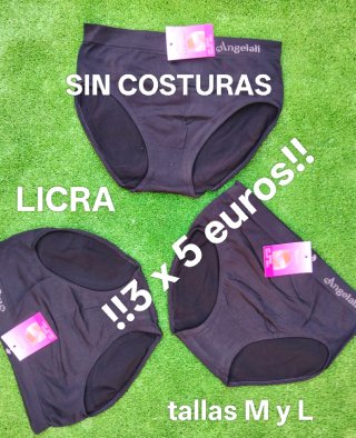 3 Bragas Angelali Sin Costuras tallas M y L