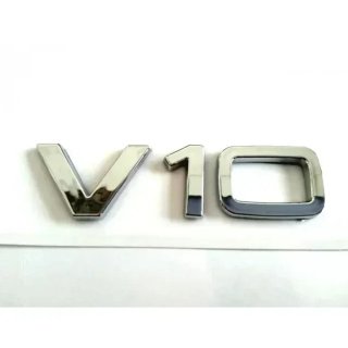 Emblema logo lateral trasero Audi V10 plata negro