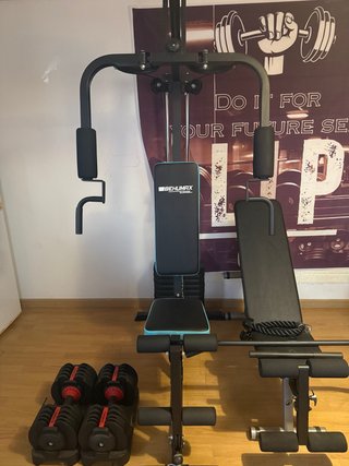 Máquina Multifunción y Mancuernas Ajustables