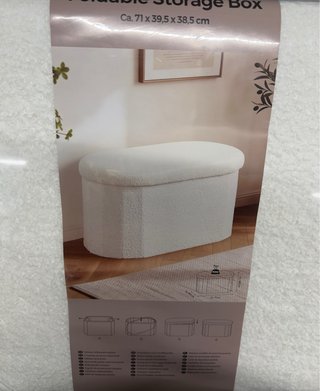 Pouf di stoccaggio ovale bianco in peluche