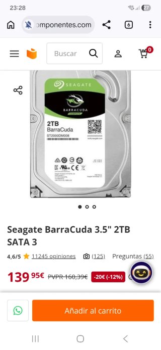Disco Duro Seagate Barracuda 2TB SATA 3