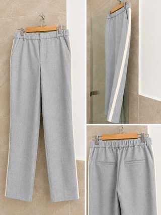 Pantalón gris vestir con franja lateral talla S