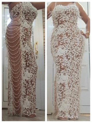 Vestido Fiesta Gitana Blanco Perlas