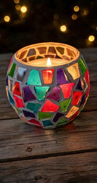 Portavelas de Cristal Mosaico