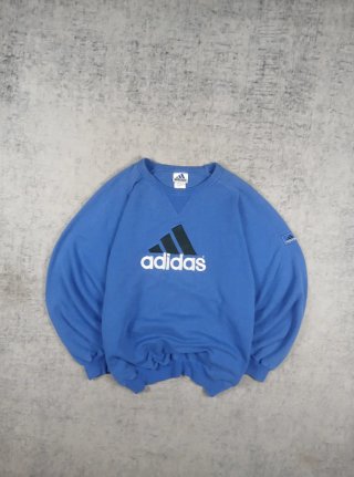 Felpa Adidas Vintage 90s Logo Ricamato Blu M