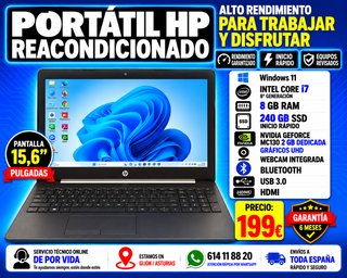 Portátil HP Intel Core i7 8ª Gen SSD 2GB Gráfica