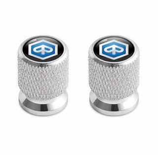 Tapones válvula Piaggio - Plata+LogoAzul