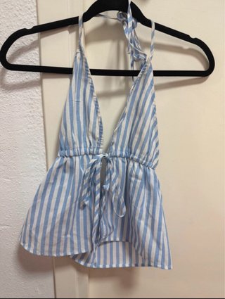 Chaleco de rayas azules y blancas
