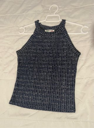 Camiseta tirantes azul y gris
