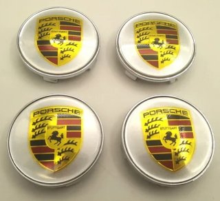 4 centros de llantas Porsche 68 mm plata