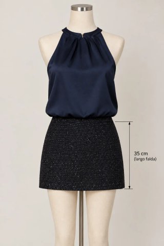 Conjunto Blusa y Falda Azul Marino