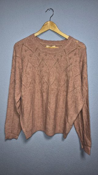 Jersey rosa fino punto calado talla única