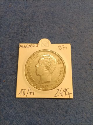 Moneda 5 Pesetas Amadeo I 1871