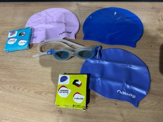 Lote 3 gorros natación Nabaiji + gafas