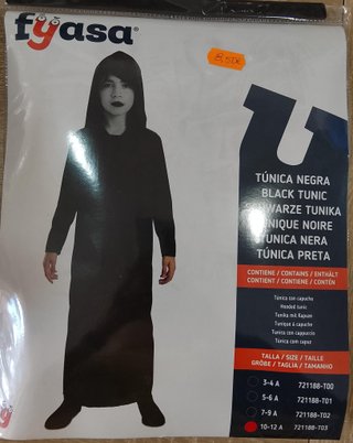 Disfraz Túnica Negra con Capucha Fyasa