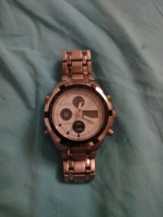 Reloj Analógico y Digital Plateado