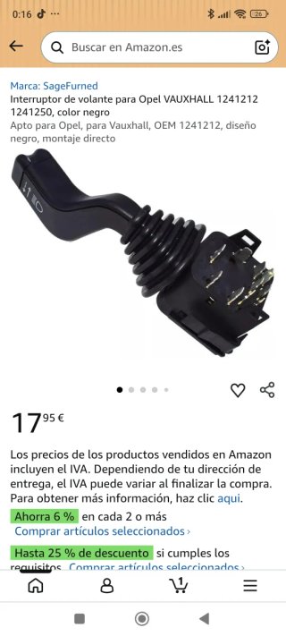 Interruptor de volante para Opel y Vauxhall