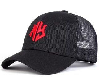 Gorra de Béisbol Negra con Logo Rojo