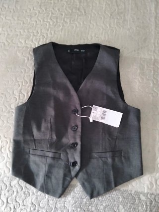 Chaleco de traje gris Mango Talla S