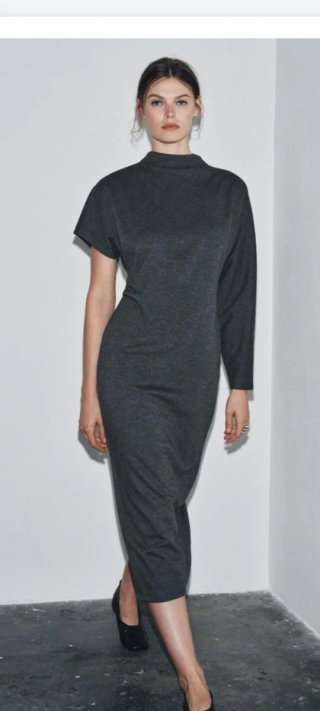 Vestido midi Zara gris