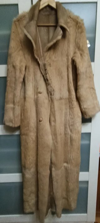 Abrigo largo pelo beige/marrón reversible Talla XL