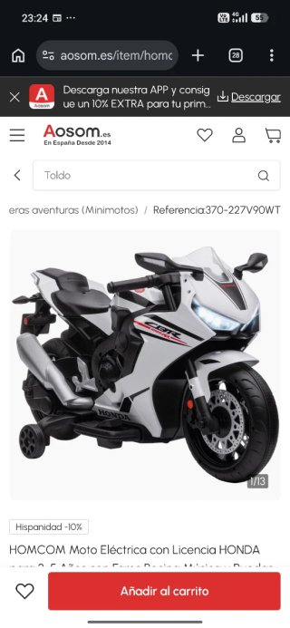 Moto Eléctrica Infantil Honda CBR 1000RR En caja