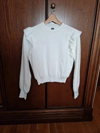 Jersey Blanco con Volantes SHEIN Talla M