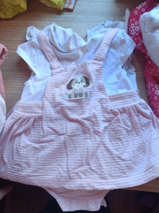 Vestido bebé rosa con perro bordado
