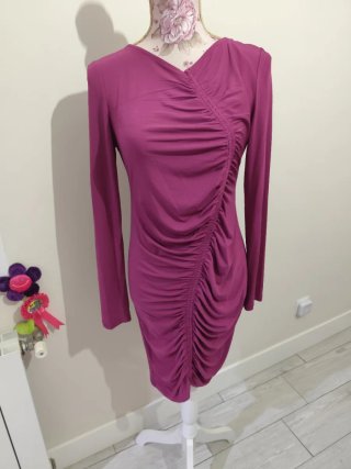 Vestido rosa/morado drapeado