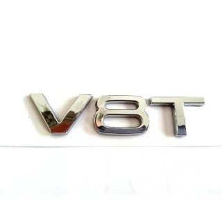 Emblema logo Audi V8T plata negro rojo