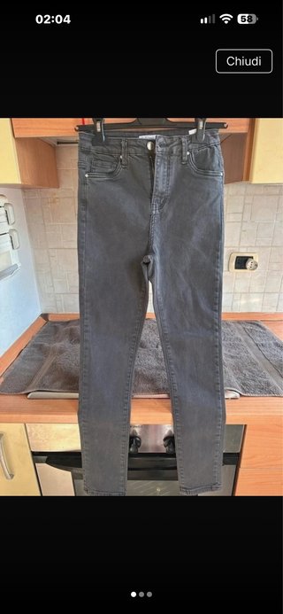 Pantaloni Jeans Skinny Grigio Scuro "La Coccinella