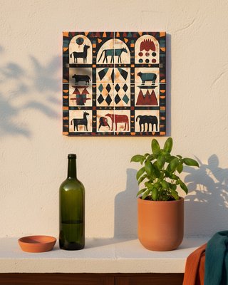 Mural di piastrelle animali tribali africani in ceramica