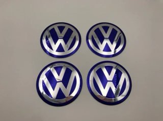 Chapas de centro de rueda Volkswagen azul 65 mm